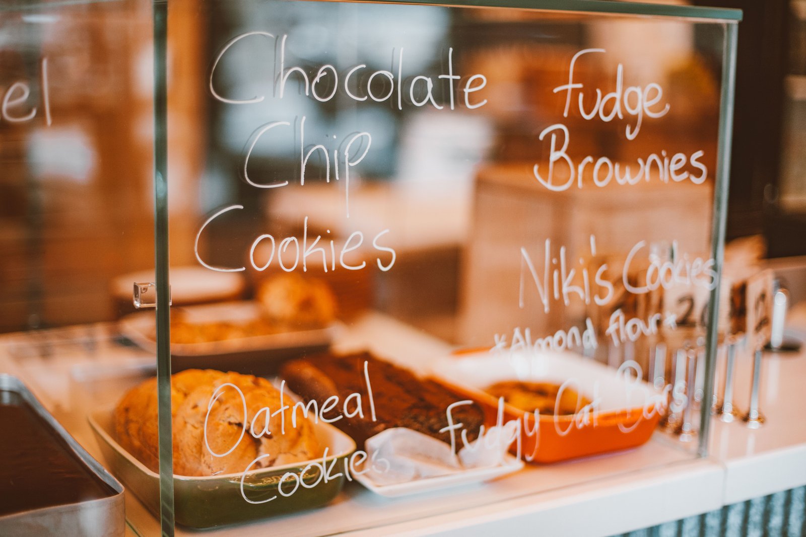 A bakery window full of fresh bread and pastries